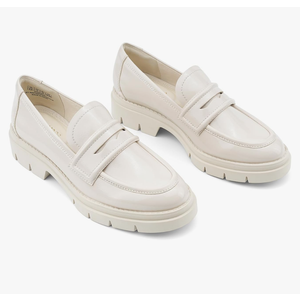 JENN ARDOR Women's Chunky Loafers Slip On Lug Sole Penny Loafer Comfort Casual Round Toe Mid Heels Platform Work Shoes (8.5 US, White)