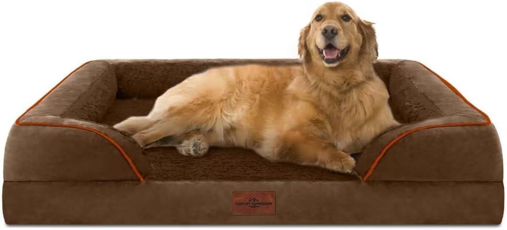 Comfort Expression Orthopedic Dog Bed for Extra Large Dogs 42x30 Inch, Waterproof Egg Crate Foam XL Pet Bed with Removable Bolsters, Dog Couch with Washable Cover & Non-Slip Bottom, Dark Brown Comfort Expression Orthopedic Dog Bed for Extra Large Dogs 42x30 Inch, Waterproof Egg Crate Foam XL Pet Bed with Removable Bolsters, Dog Couch with Washable Cover & Non-Slip Bottom, Dark Brown