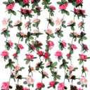 5Pcs 41 FT Artificial Rose Vines Rose Flowers Wall Hanging Flowers Plants Garland Rose Wall Decoration for Home Office Wedding Party Garden(Pink)