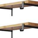 EZYDECOR Closet Rod Bracket Shelf Bracket with Hook Black Closet Shelf Bracket with Rod Support 4 Pack Wall Mounted Heavy Duty Shelf Brackets (12 Inch)