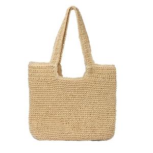 GOLDTIMO Beach Bags for Women - Summer Soft Large Woven Shoulder Purse Handbag, Beach Tote Straw Bag for Summer Vacation, Beige