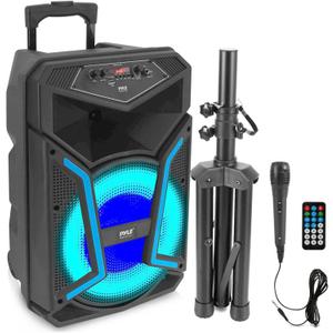Portable Bluetooth PA Speaker System - 1200W Outdoor Bluetooth Speaker Portable PA System w/Microphone in, Party Lights, MP3/USB SD Card Reader FM Radio, Rolling Wheels - Mic, Remote