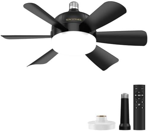SINCETORE Ceiling Fans,18" Low Profile Ceiling Fan with Lights Remote Control, Socket Fan Lighting & Ceiling Fans, Indoor/Outdoor Ceiling Fan with Lights Flush Mount, (black)