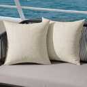 MIULEE Pack of 2 Outdoor Throw Pillow Covers Waterproof Decorative Soft Pillowcases Linen Farmhouse Square Cushion Shams for Patio Balcony Couch Garden 16x16 InchBlue