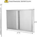 JIE JIN Outdoor Kitchen Door 31" W X 24" H Double Doors BBQ Access Door BBQ Island Door 304 Brushed Stainless Steel Flush Mount Door for Outdoor Kitchen BBQ Island Outdoor Cabinet Doors