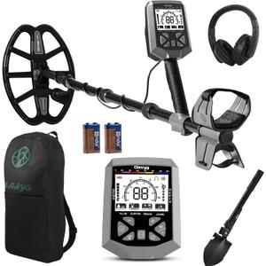 Metal Detector for Adults,12 IP68 Waterproof Search Coil with High Accuracy System,Advanced DSP Chip Technology,5 Modes with LCD Backlit Display for Beach Hunting&Jewelry Finding (Gray)