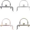 Joy.Box 4pcs Clutch Square Embossed Metal Purse Frame Coin Bag Kiss Clasp Lock, Frame Coin Purse for Bag Sewing DIY Craft (Mixed color, 18CM)