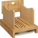 Bamboo Bread Slicer - Adjustable Width Guides. Sturdy Wooden Cutting Board. Easy Slicing for Homemade Bread, Bagels & More