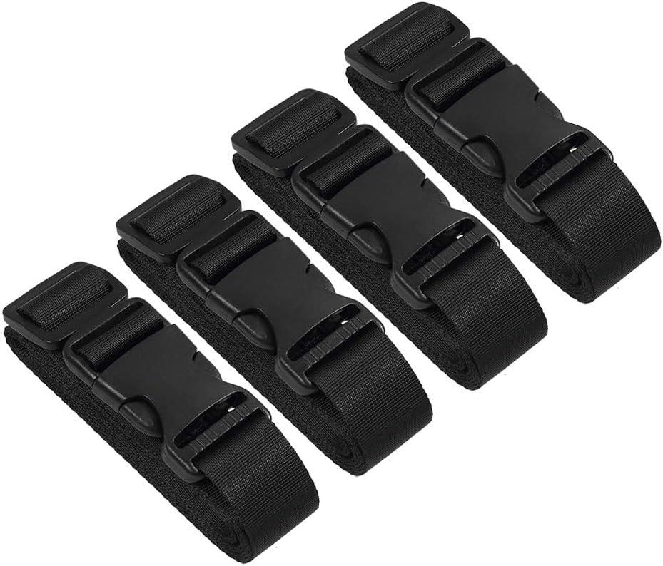 Vigorport Utility Straps with Quick Release Buckle,Nylon Backpack Accessory Sleeping Bag Strap,1.25"*72" Adjustable for Hiking,Travel,Outdoor Sports-4 Pack(Black)