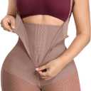 SHAPELLX Fajas Colombianas Shapewear for Women Tummy Control Plus Size Butt Lifting Bodysuit Post Partum Body Shaper (Small, A3-mauve Brown)