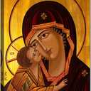 ARNLRDYA Mary Icon Wall Art Orthodox Jesus Icon Wall Decor Prayer Room Poster Religion Picture Christianity Painting Canvas Print for Home Bedroom Decoration with Frame Ready to Hang(12''Wx16''H)