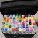 AnyMark Alcohol Markers, 60 Colors Dual Tip Art Coloring Markers Set for Kids Adult Book Drawing Sketching Painting, Chisel & Fine, White Penholder