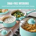 GreenLife Soft Grip 16 Piece Cookware Set, Non-Toxic PFAS-Free Ceramic Nonstick, Pots, Frying, Sauce, Sauté, Glass Lids, Stay-Cool Handles, Wobble Free Bases, Dishwasher & Oven Safe, Turquoise