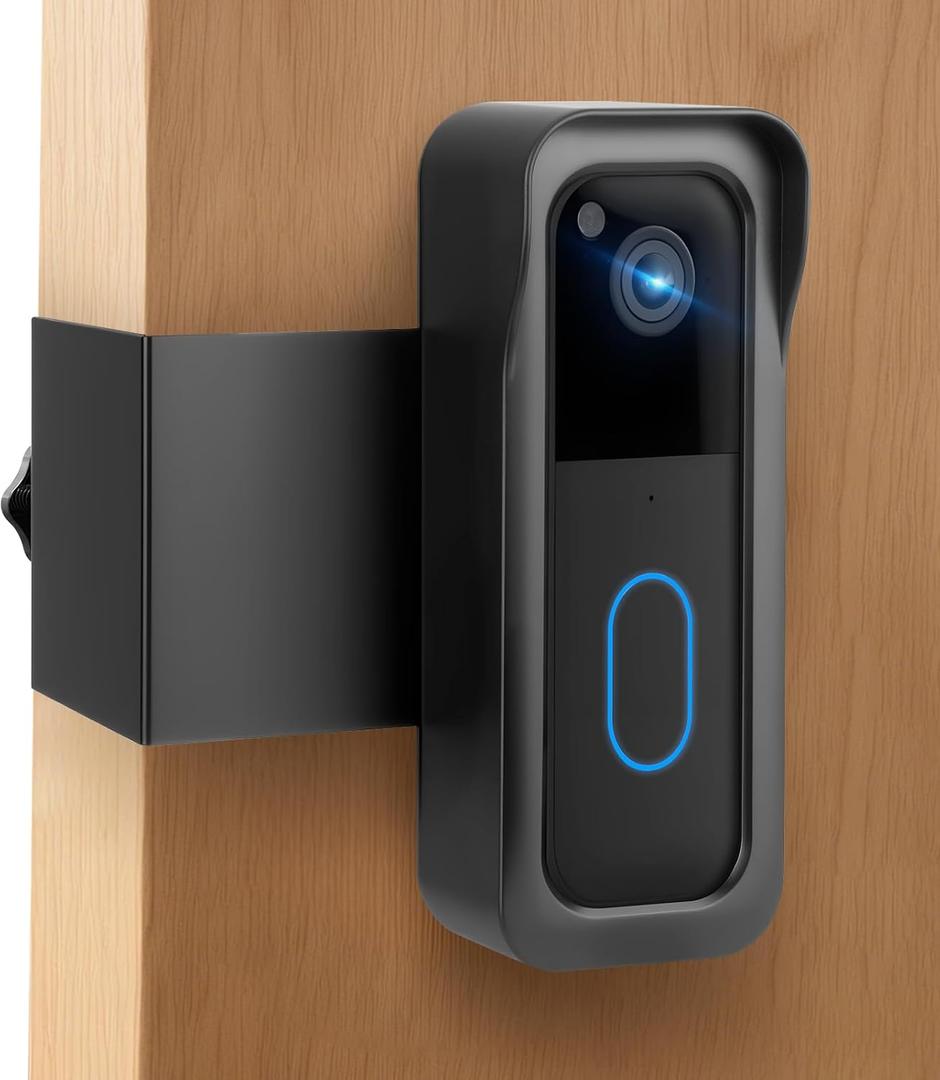 Blink Doorbell Mount, Anti-theft Metal Doorbell Camera Mount No Drilling with Rain Cover for Blink Video Doorbell 1st & 2nd Gen, No Block Sensor Doorbell Bracket Kits for Rental Apartment Black