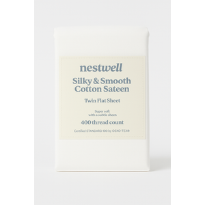 Nestwell TWIN Cotton 400TC White Flat Sheet