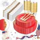 Nervure Plastic Plates 25pcs Dinner Plates 25pcs Dessert Plates 25pcs Rolled Napkins With Cutlery 25pcs cups