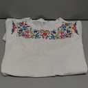 Women Mexican Embroidered Shirt Mexico T-Shirt Traditional Summer Blouse Boho Floral Embroidery Tunic