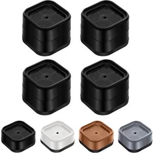 Furniture Risers Adjustable Bed Risers Heavy Duty Lifts Height 2", Square Stackable Bed Risers 1, 2, 3 or 4 Inch for Desk Leg Table Couch Sofa Chair Bed Frame Legs Dorm, 1+1 Inch, Black, 4 Pack