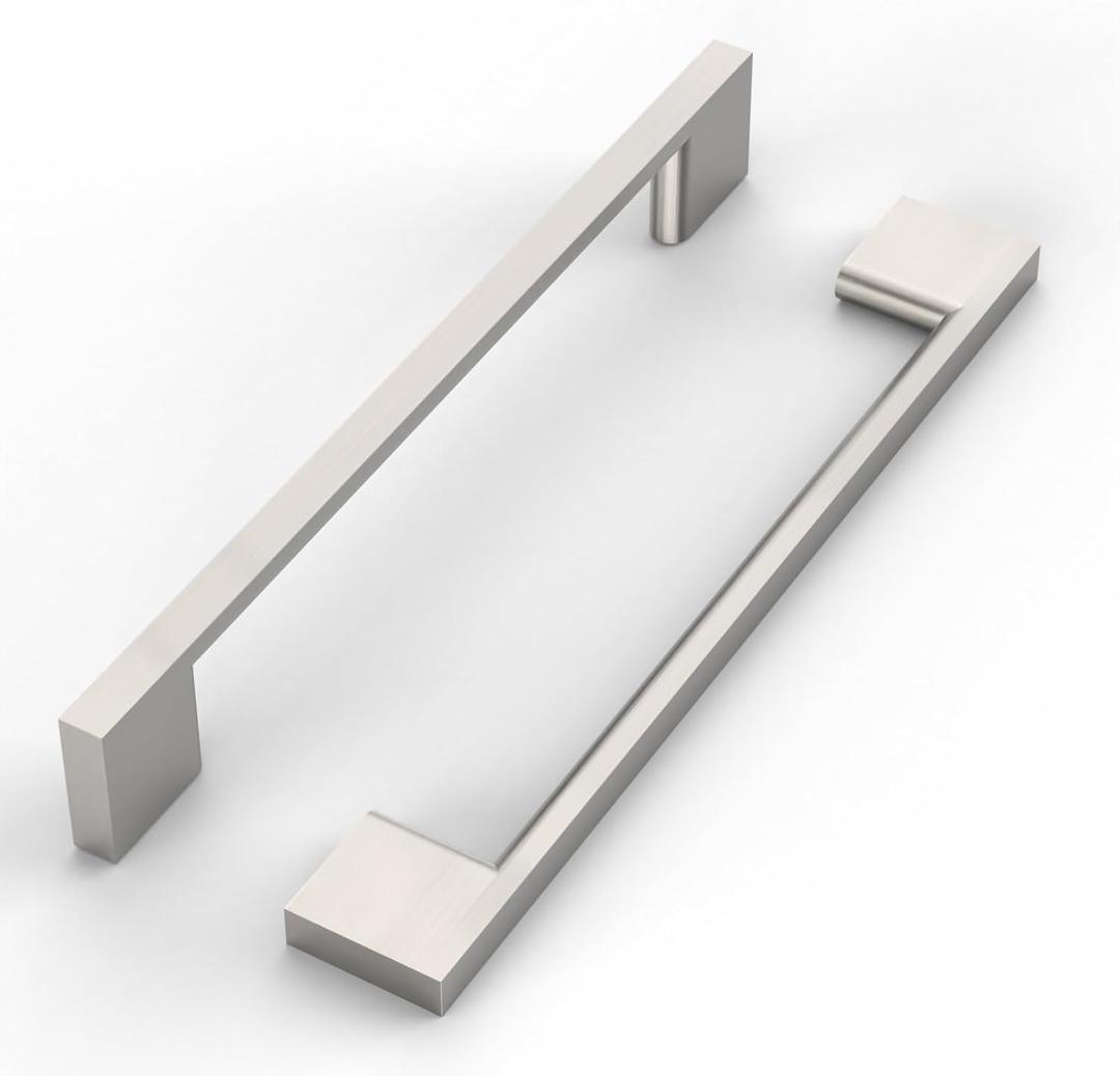 10 Pack 6.3 Inch(160mm) Cabinet Pull Brushed Satin Nickel Kitchen Cabinets Handles Brushed Nickel Cabinet Hardware for Cupboard Square Kitchen Pulls for Cabinets Drawer Handles