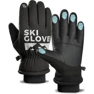 Waterproof Winter Snow Ski Gloves Men and Women - Windproof, Warm Thermal, for Running, Driving, Snowboarding (Small, #New Black)