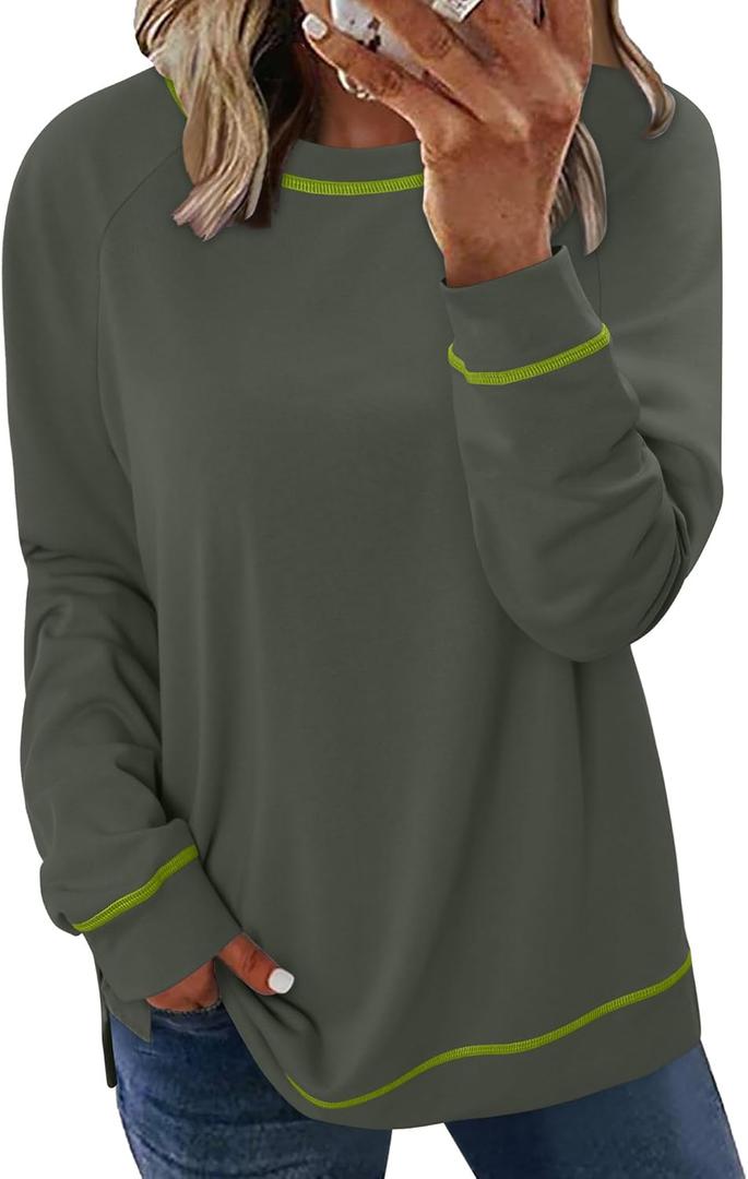 KISSMODA Women's Oversized Sweatshirts Crew Neck Long Sleeve Shirts Casual Loose Pullover Tops 2025 Fall Clothes (X-Large)