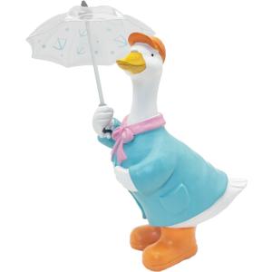 Etlemonde Goose Statue for Holding Umbrella Porch Goose Home Decor Cute Resin Decoration Room Garden Lawn Yard Hand Painted Sculpture Decorative Gift for Kids and Women(Blue)