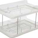 2 Tier Bathroom Storage Organizer with Dividers, Multi-Purpose Clear Under Sink Organizers and Storage Pull Out Cabinet Organizer for Bathroom Kitchen Pantry Storage (1PCS, 8inch)
