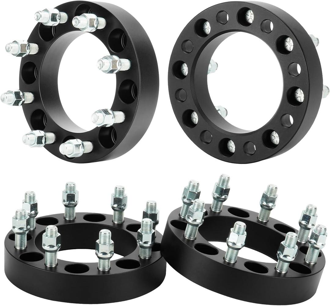 Youxmoto 4PCS 8x6.5 2'' Wheel Spacers Fit for Dodge Ram 2500 3500 1994-2010, Fit for Ford F250 F350 1975-1997, 130mm Hub Bore Wheel Adapters with 9/16"-18 Studs