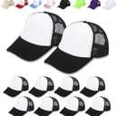 OKBA 10 Pack Sublimation Blank Baseball Cap Adjustable Hat Polyester Mesh Trucker Hats for Men and Women (US, Alpha, One Size, 3X-Large, Standard, Black and White hat *10PCS)