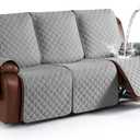 KinCam 100% Waterproof Recliner Sofa Covers, Non-Slip Reclining Couch Covers for 3 Seat, Recliner Couch Cover Furniture Protector with Elastic Straps for Pets, Kids, Light Gray