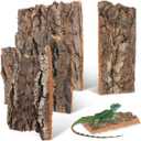 DOITOOL 4Pcs Natural Climbing Bark Reptile Hide Terrarium Decor for Small Pets Aquarium Wood Background 5.11X1.49X0.39In