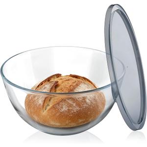 Large Glass Bowl for Sourdough Bread Making, 4.7 Quart Glass Mixing Bowl with Lid, Clear Glass Salad Cooking Bowl Kitchen Bread Salad Storage