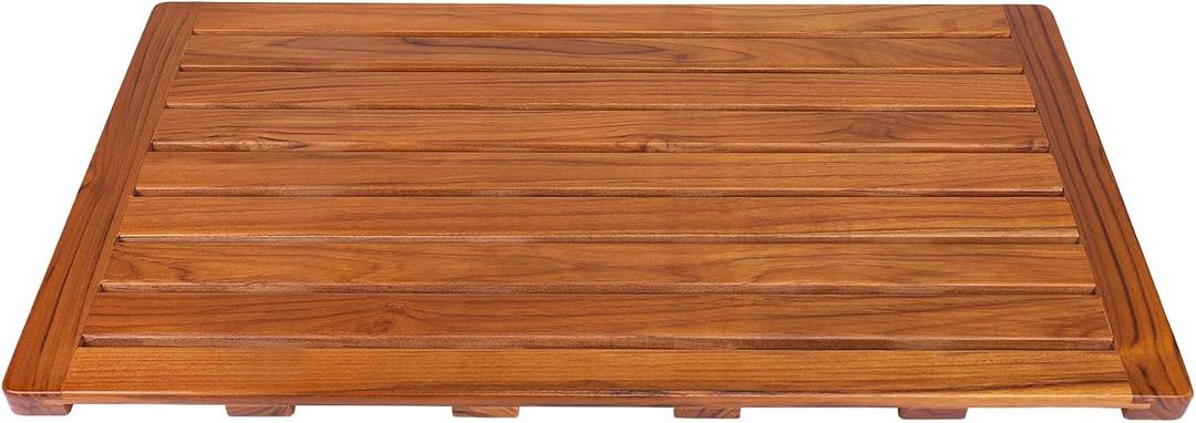 Utoplike Teak Bath Mat, Large Wood Shower Mats for Bathroom, 31.7"x17.9" Sturdy Floor Mat for Indoor Spa or Outdoor