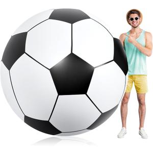 Lewtemi Big Inflatable Giant Soccer Ball Large Inflatable Beach Sport Ball Pool Party Decoration Toys Oversized Jumbo Beach Toy for Pool Water Sports Games (5.9 ft)