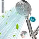 Cobbe Filtered Shower Head with Handheld - Filters Over 99% Of Chlorine - 2.0 Carbon Shower Head Filter System - Water Softener Filters Beads for Hard Water - Reduces Dry Itchy Skin, Brushed nickel