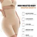 KLVEE Shapewear for Women Tummy Control, High Waisted Body Shaper Shorts Butt Lifting Thigh Slimmer Shapewear Nude (Beige, L)