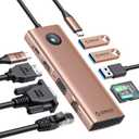 ORICO USB C Docking Station, 9 in 1 USB C Dock with HDMI 4K+PD100W+3*USB3.0+Ethernet+SD/TF+VGA, Multiport Adapter for MacBook/Dell/HP/Surface/Lenovo (Rose Gold)