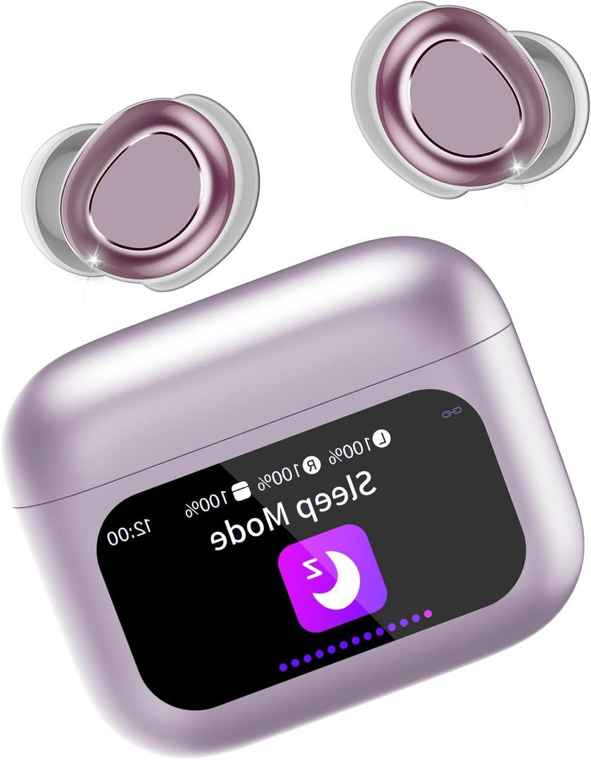 Sleep Earbuds Light-Weight Headphones, Mini Sleep Headphones Bluetooth in Ear Small Design for Side Sleepers, 48H Playtime with Charging Case, Wisteria Purple