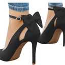 Fashare Womens High Heels Bow Tie Back Sexy Stiletto Ankle Strap Wedding Dress Pumps Shoes (10)