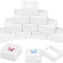 BENECREAT 36PCS White Gemstone Display Box Mini Square Acrylic Jewelry Box Container 1.2x1.2x0.6 with Clear Top Lids and Sponge for Festival Gems,Jewelry Packing