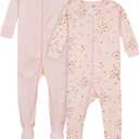 Gerber Baby Girls' 2-Pack Footed Pajamas (0-3 Months, Love Pink)