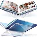 Acrylic Book Stand Clear Acrylic Book Holder, 8.5" x 6.4" x 3.5" Open Book Holder Stand for Display and Reading Cookbooks, Art Books, Bibles, Magazines - Home and Office (Clear, Medium)