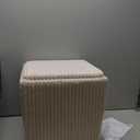 Amazon.com: YDcosyfy Modern Square Ottoman, Vertical Channel Tufted Foot Stool Ottoman, Velvet Upholstered Vanity Stool for Makeup, Bedroom, Living Room, White : Home & Kitchen