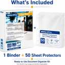 1 Inch Binders 3 Ring Set, White 1" Round + 50 Sheet Protectors