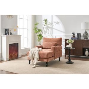 Modern Accent Chair, Upholstered Chaise Lounge Sofa Recliner for Living Room, Bedroom, Office, Spacious Seating with Soft Cushion, Orange
