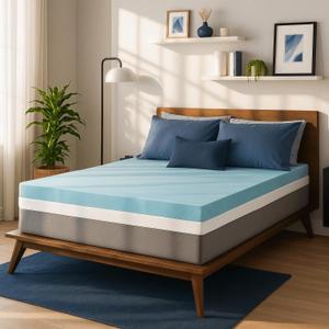 Sure2Sleep Gel Swirl Memory Foam Mattress Topper - 3 Inch, Pressure Relieving, Cooling Comfort - Made in the USA & CertiPUR-US Certified - Softens Firm Beds and Extends Mattress Life - Queen Size