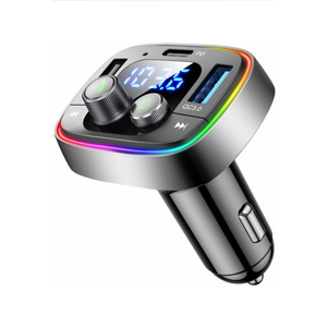 LIHAN USB C Bluetooth Adapter for Car, AUX Wireless FM Radio Transmitter, Handsfree Calling & Audio Receiver, MP3 Music Player, QC3.0 & Type-C PD USB Charger,7 Colors LED Backlit