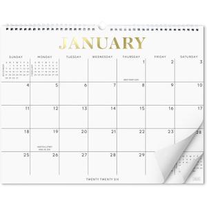 5 x S&O Gold Foil Wall Calendar from January 2026-June 2027 - Tear-Off Monthly Calendar - 18 Month Academic Wall Planner - Hanging Organizer to Track Anniversaries & Appointments - 13.5"x10.5in