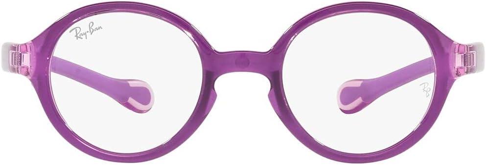 Ray-Ban Kids' RY9075V Round Prescription Eyewear Frames, Violet On Rubber Violet/ Demo Lens, 35 mm