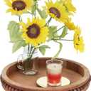 Rustic Wood Centerpiece - 16in Large Decorative Round Wooden Tray for Decor or Serving